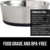 Stainless Steel Metal Dog Bowl Set of 2, Rubber Base, Heavy Duty, Rust Resistant, Food Grade BPA Free, Less Sliding, Quiet Pet Bowls for Cats and Dogs, Holds 3 Cups (24 fl oz), Black