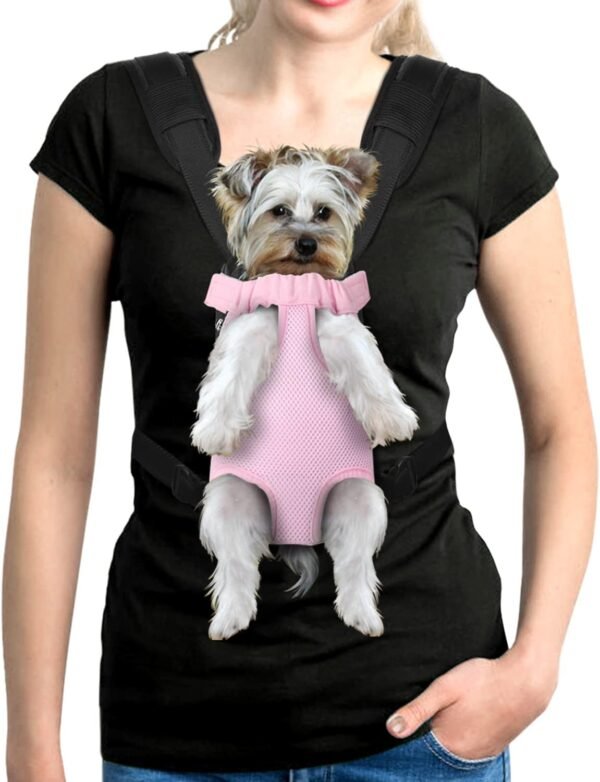 Pet Dog Carrier Backpack Adjustable Dog Front Carrier, Legs Out Easy-Fit Dog Travel Backpack Carrier for Hiking Camping for Small Medium Dogs Cats and Rabbits (Medium (Pack of 1), A-Black)