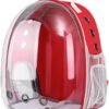 Pet Backpack Carrier with Harness Backpack with Bubble Clear Front for Cats, Small Dogs, Bunnies etc with Harness Included, Pet Carrier for Traveling, Walking, Hiking and Outdoor Activities