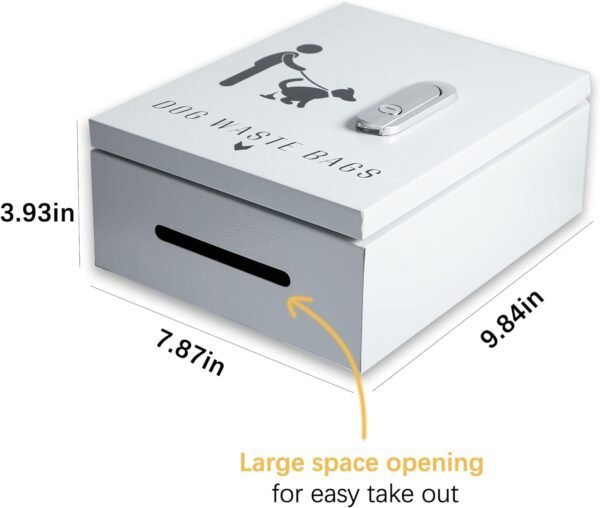 Outdoor Dog Poop Bag Dispenser for Yard, Wall Mount Metal Waste Bag Dispenser with Lock， Waterproof Doggy Bag Holder for Pet Waste Stations， Holds 20 Rolls Dog Waste Bags（Gray）