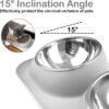 Dog Cat Basic Food and Water Bowl Set, 2 Removable Stainless Steel Feeding Bowls with Non-Slip Leak-Proof Plastic Stand Suitable for Small and Medium Pet Puppy Feeder Tableware Supplies, Grey