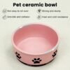 Ceramic Pet Bowl for Dogs and Cats, Weighted Non-Slip Dog Bowls Food and Water Dish, Durable Pets Feeding Bowls Suitable for Small, Medium, and Large Dogs, Pink, 36 Oz