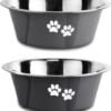 Stainless Steel Dog Bowls, Nonslip Rubber Bottom No Spill Proof Skid Metal Insulated Dog Bowls for Large Medium Small Breed Dogs (Pink, 3.6 Cups/29 OZ)