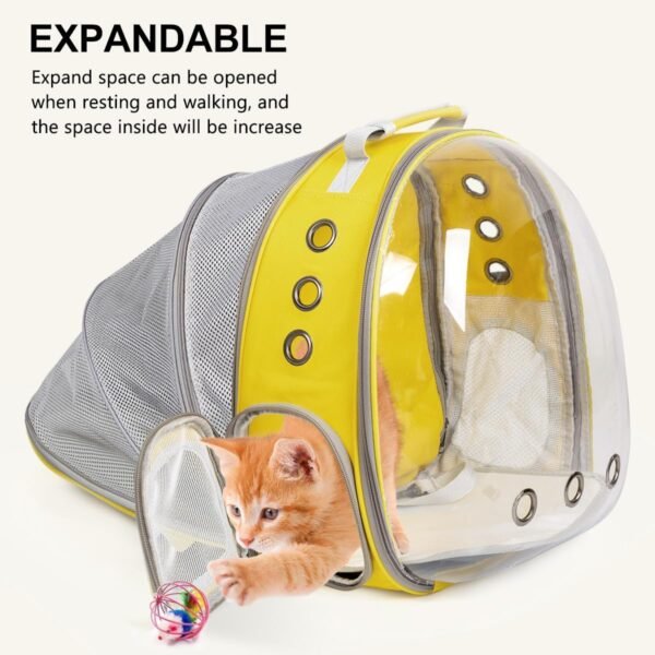 71InI-UDI8L._AC_SL1200 Cat Backpack/Cat Backpack Bubble Expandable Foldable Breathable for Small Medium Dogs Cats, Space Capsule Bubble Window Pet Carrier Backpack for Hiking, Travelling (Yellow)