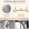 Ceramic Pet Bowls for Dog and Cat, Raised Dog Food and Water Bowl Set with Anti-Slip Wooden Stand, Grey Pets Dish Feeding Bowls Suitable for Small, Medium and Big Cats Dogs, 28 OZ