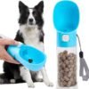 Handheld Dog Food & Treat Dispenser Built-in Clicker & Treat Pouch, Handy Feeder for Puppy Training Walking Hiking Traveling (10 OZ, Green)