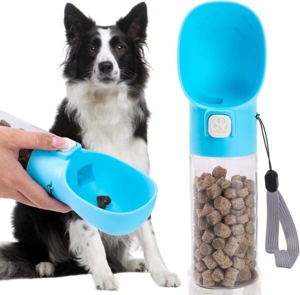 Handheld Dog Food & Treat Dispenser Built-in Clicker & Treat Pouch, Handy Feeder for Puppy Training Walking Hiking Traveling (10 OZ, Green)