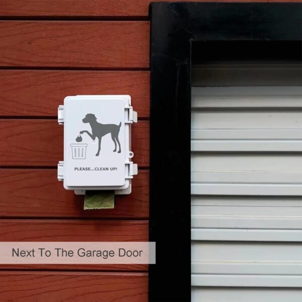 Dog Poop Bag Dispenser Wall Mount Waterproof Outdoor Dog Bag Dispenser | Printed With Cute Clean Up Dog Poop Signs | Stake, Pole, Fence Mounted | Fits Home, Porch, Lawn, Yard（only dispenser)