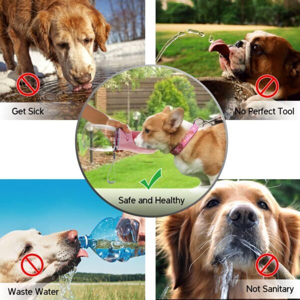 Pet Water Bottle, 19 Oz Leak Proof, Reusable Water Flow Back, Drinking Cup for Travel, Hiking, Walking, Jogging, Service Dog Vest, BPA Grade Plastic, Dogs, Cats, Rabbits (19oz Pink)