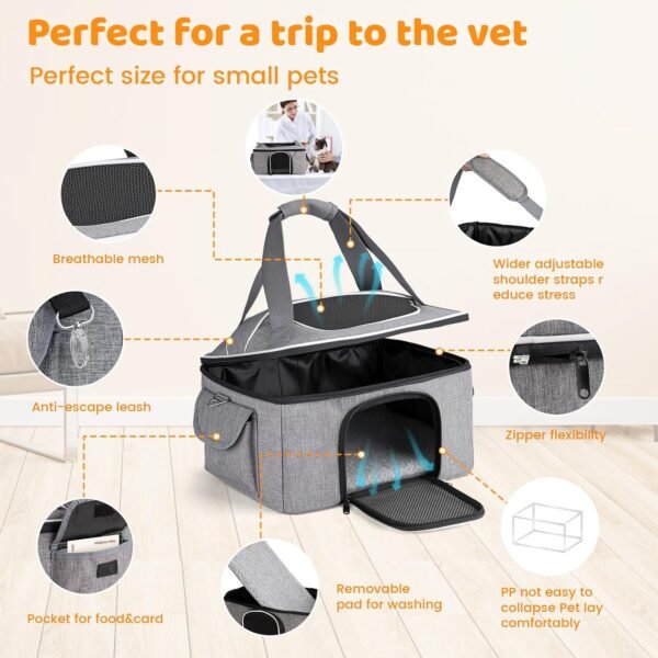 71Odoa55JKL._AC_SL1500 Cat Carrier Soft for 2 Kitten Cats 16x12x11 inches Small Pet Dog Carrier Pet Carrier Airline Approved, Foldable Traval Cat Carrying Bag Under 20lbs