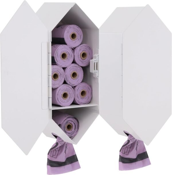 Dog Poop Bag Dispenser with 8 Poop Bag Rolls, Stainless-Steel Dog Bag Holder with Magnetic Door Closure, Indoor and Outdoor Poop Bag Dispenser, Holds 8-9 Rolls, 7.75″ x 3.25″, Black