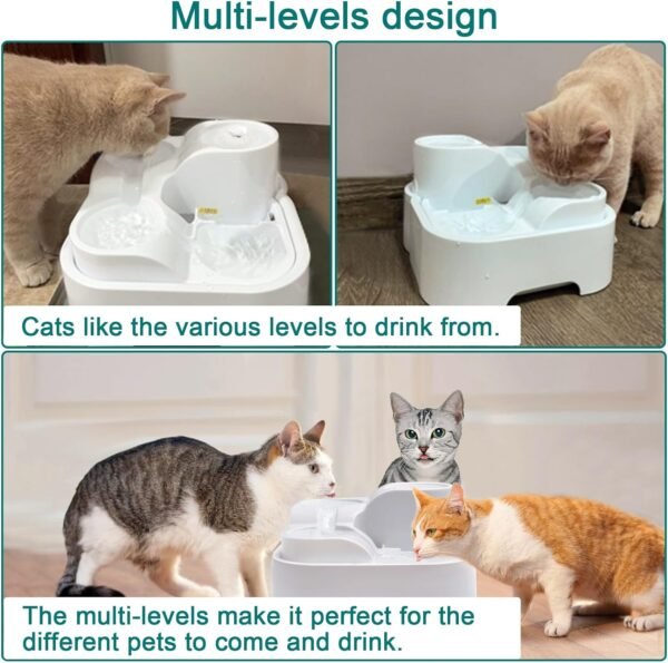 Cat Water Fountain,Pet Drinking Fountain for Multiple Pet,Ultra Silent Cat Water Bowl 2.8L/94oz,for Small Medium Cat Kitty,with LED Light,7Pcs Activated Carbon Filter