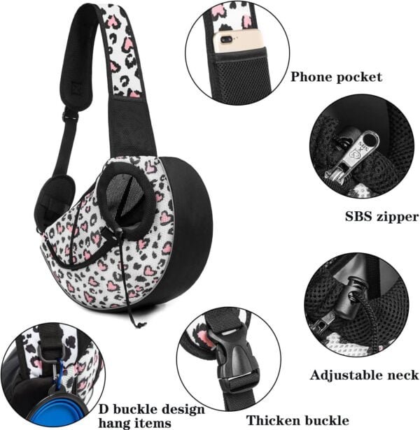 Pet Dog Sling Carrier Breathable Mesh Sling Bag Safe Hands Free Adjustable Dog Satchel for Small Dogs Cats to Outdoor Travel