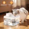 Battery Operated Cat Water Fountain,68Oz/2L Cat Fountains for Drinking with Motion Sensor,Wireless Water Fountains for Cats Indoor/Outdoor,Quiet Pump, BPA-Free