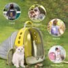 71Z65S90xdL._AC_SL1200 Cat Backpack/Cat Backpack Bubble Expandable Foldable Breathable for Small Medium Dogs Cats, Space Capsule Bubble Window Pet Carrier Backpack for Hiking, Travelling (Yellow)