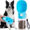 Handheld Dog Food & Treat Dispenser Built-in Clicker & Treat Pouch, Handy Feeder for Puppy Training Walking Hiking Traveling (10 OZ, Green)