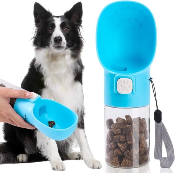 Handheld Dog Food & Treat Dispenser Built-in Clicker & Treat Pouch, Handy Feeder for Puppy Training Walking Hiking Traveling (10 OZ, Green)