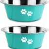 Stainless Steel Dog Bowls, Nonslip Rubber Bottom No Spill Proof Skid Metal Insulated Dog Bowls for Large Medium Small Breed Dogs (Pink, 3.6 Cups/29 OZ)