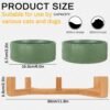 Ceramic Pet Bowls for Dog and Cat, No Spill Dog Food and Water Bowl Set with Anti-Slip Wooden Stand, Riased Puppy Feeding Dishes Suitable for Small, Medium and Large Cats Dogs, Green 28 OZ