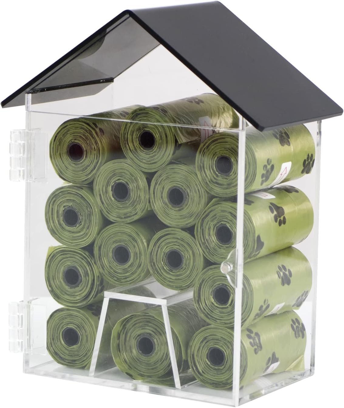 Dog Poop Bag Dispenser, Wall Mount Waterproof Outdoor or Indoor Cat Bag Dispenser Holder, Clear Acrylic Pet Waste Bag Storage Container Station for Home, Yard, Porch, Lawn, Fence (Frame House)