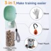 Handheld Dog Food & Treat Dispenser Built-in Clicker & Treat Pouch, Handy Feeder for Puppy Training Walking Hiking Traveling (10 OZ, Green)