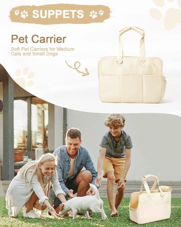 Dog Carrier Pet Bag Holds Up to 20lbs,Cotton Bag with Soft-Sided,Dog and Cat Carriers for Cats and Small Dogs,Carrier Airline Approved Pet Bag,Beige