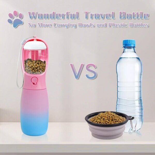 Dog Water Bottle, 19Oz Large Capacity Portable Dog Water Bowl, Food Grade Drinking Feeder & Dish Bowl,   Puppy Essentials for Outdoor Walking Traveling, Dog Gifts (Pink&Blue)