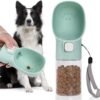 Handheld Dog Food & Treat Dispenser Built-in Clicker & Treat Pouch, Handy Feeder for Puppy Training Walking Hiking Traveling (10 OZ, Green)