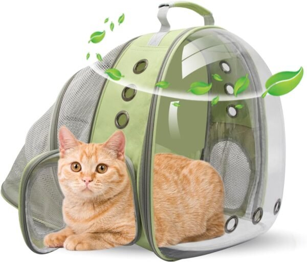 71zerPS-_nL._AC_SL1500 Cat Backpack/Cat Backpack Bubble Expandable Foldable Breathable for Small Medium Dogs Cats, Space Capsule Bubble Window Pet Carrier Backpack for Hiking, Travelling (Yellow)