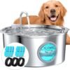 Dog Water Fountain for Large Dogs: 1.8Gal/7L Stainless Steel Pet Drink Dispenser – Automatic Filtered Puppy Metal Bowl – Quiet Animal Watering Machine Indoor – Auto Big Cat&Kitty Waterer Fountains
