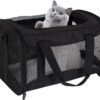 Cat Carrying Case Pet Dog Carrier Soft-Sided Cat Bag Airline Approved, Pet Travel Carrier Up to 15 Lbs, Collapsible Cat Carrier Dog Carrier for Medium Cats Small Cats Dogs(17x11x11 green)