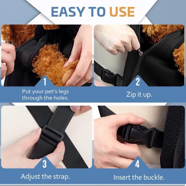 Pet Dog Carrier Backpack Adjustable Dog Front Carrier, Legs Out Easy-Fit Dog Travel Backpack Carrier for Hiking Camping for Small Medium Dogs Cats and Rabbits (Medium (Pack of 1), A-Black)