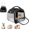 Small Pet Carrier Bag with Mat Guinea Pig Travel Carrier with Strap Portable Breathable Rabbit Carrier Outdoor Pet Bag for Ferret Bunny Hedgehog Guinea Pig