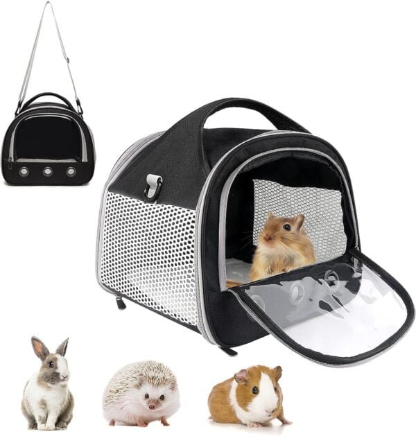 Small Pet Carrier Bag with Mat Guinea Pig Travel Carrier with Strap Portable Breathable Rabbit Carrier Outdoor Pet Bag for Ferret Bunny Hedgehog Guinea Pig