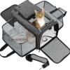 Pet Carrier, Cat Carrier, Airline Approved 2 Sides Expandable, Soft Sided, Durable, Easy to Carry, and More Breathable, Perfect for Puppy and Cats, Grey