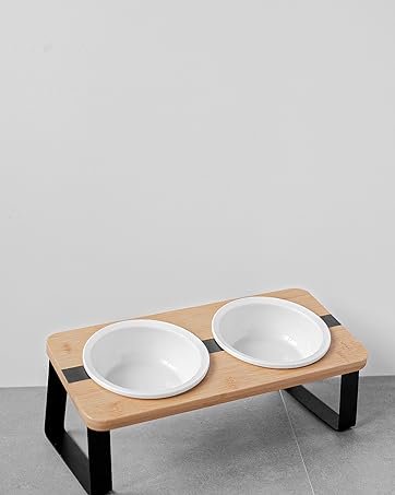 Elevated Cat Ceramic Bowls Stand