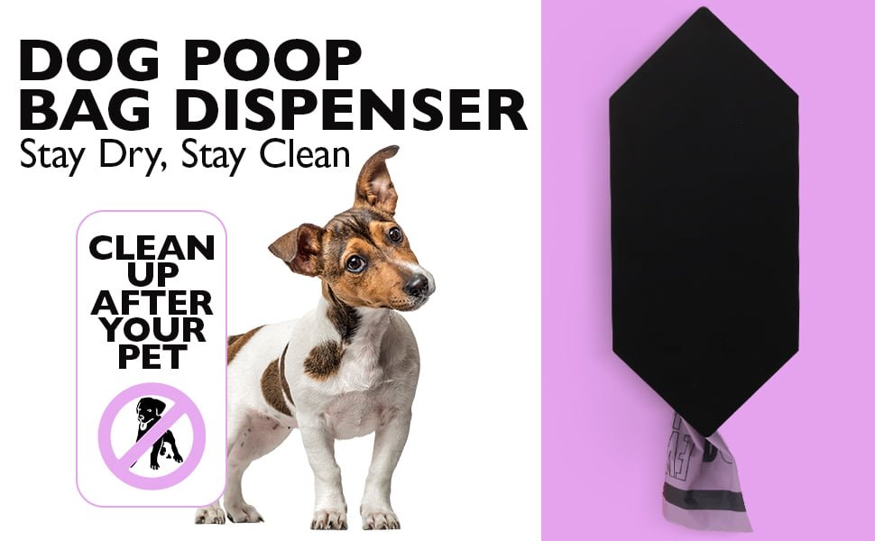 Dog Poop Bag Dispenser with 8 Pet Poop Bags, Stainless-Steel Dog Bag Holder